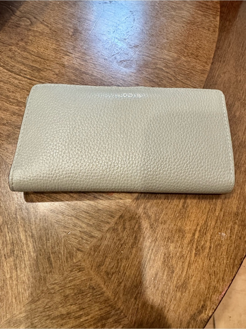 Lodis Pebbled Leather Wallet in Light Gray
